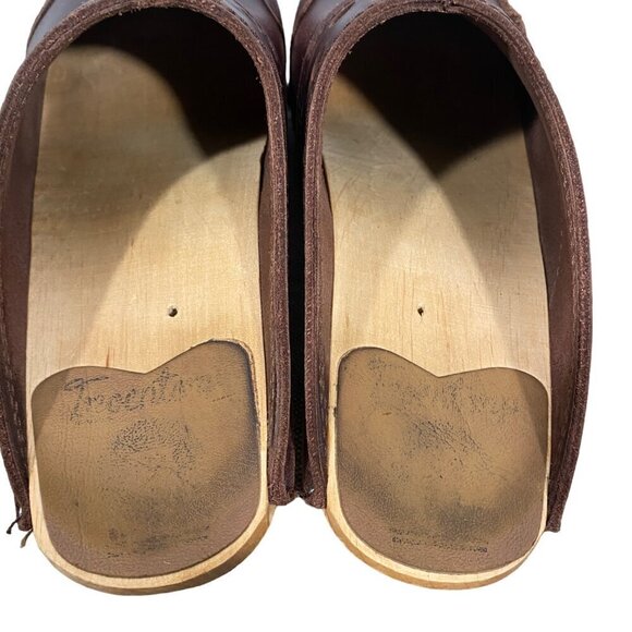 Troentorp Women's Durer leather Swedish wooden Clogs Brown size 37 US 6.5 boho - Picture 7 of 15